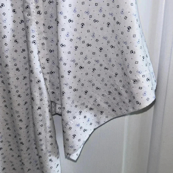 JACK&JONES L linen cotton blend short sleeve  white print button down shirt - Picture 4 of 16